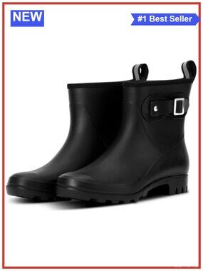 Waterproof Chelsea Ankle Rain Boots for Women Rubber Garden Shoes